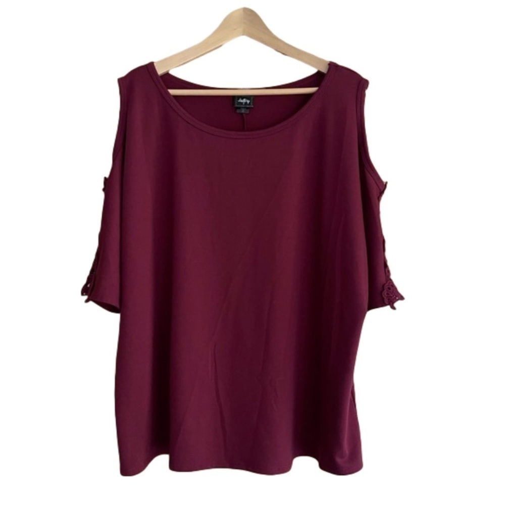 Daytrip cold shoulder lace trim dolman sleeve tunic size 2X